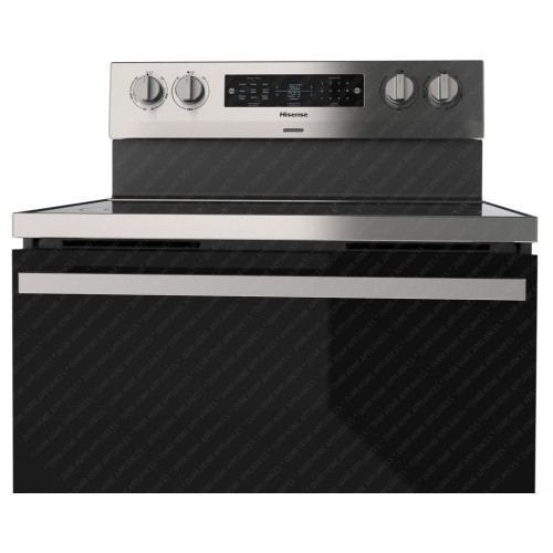 Brand New Hisense HBE3502CAS Electric Range, 5.8 cu. ft. Capacity, 30 inch Exterior Width, True Convection, 5 Burners, Storage Drawer, Air Fry, 3,300 Watts Highest Burner Element, Stainless Steel colour